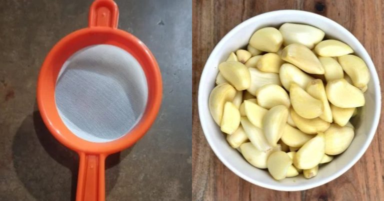 Garlic Peeling Easy Tips Using Strainer