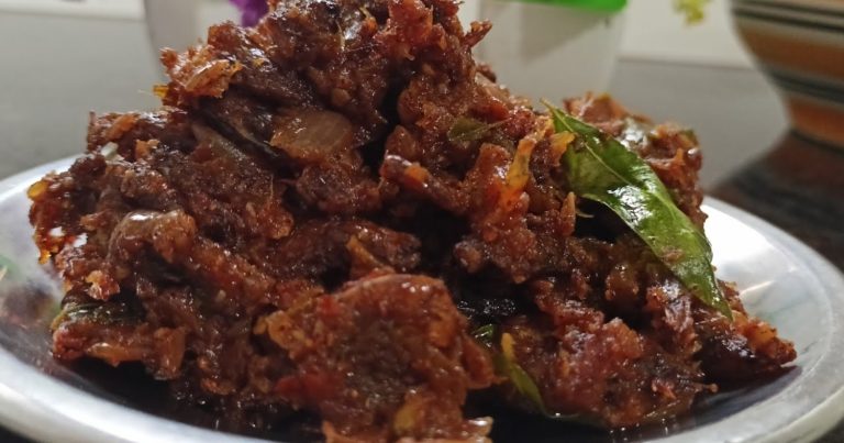 Kerala Style Unakka Chemmen Fry Recipe